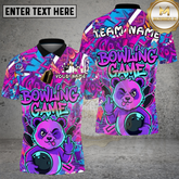 Maxcorners Bowling Panda Graffiti Vibrant Colors Multicolor Options Personalized Name, Team Name 3D Shirt (4 Colors)