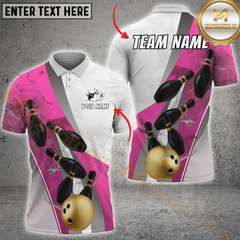 Maxcorners Elegant Bowling Strike Multicolor Personalized 3D Shirt, Gold Ball & Black Pins Design Shirts