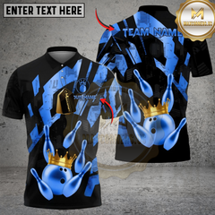 Maxcorners Crowned Bowling King Multicolor Customized Name, Team Name 3D Shirts