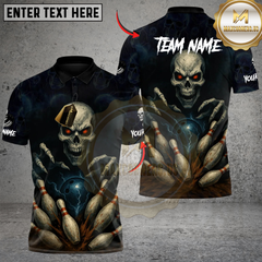 Maxcorners Bowling Skull Men Custom Name, Team Name 3D Shirt 5