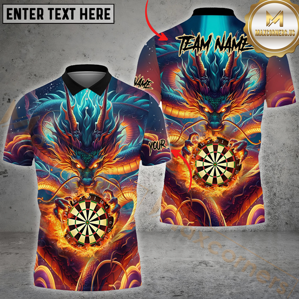Maxcorners Darts Dragon Fire Multicolor Options Personalized Name, Team Name 3D Shirt
