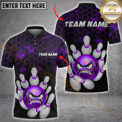 Maxcorners Bowling Angry Rollers Multicolor Customized Name, Team Name 3D Shirts