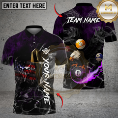 Maxcorners Billiard Ball 8 American Flag Eagle Black Fire Personalized Name Shirt (4 Colors)