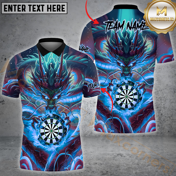 Maxcorners Darts Dragon Fire Multicolor Options Personalized Name, Team Name 3D Shirt