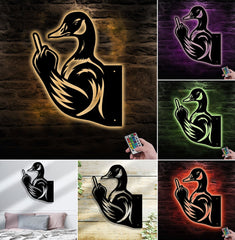 Maxcorners Funny Duck Hunting Metal Sign WITH LED/WITHOUT LED - Humorous Yard Art, Prank Outdoor Decor for Hunters & Wildlife Enthusiasts LM0110