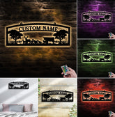 Maxcorners Personalized Farm Metal Sign WITH LED/WITHOUT LED - Rustic Ranch Name Sign with Livestock, Deer & Trees for Barn, Cabin & Outdoor Decor LM0110