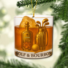 Maxcorners Personalized Golf And Bourbon Ornament, Bourbon Christmas Ornament, Golf Ornament, Golf Decor For Golfer