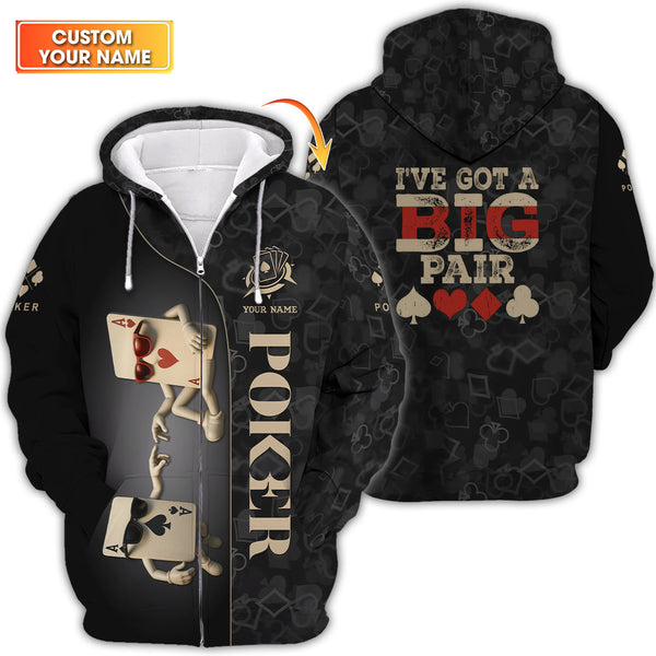 I've Got a Big Pair Custom Name Poker Shirt, Men's Poker Polos, Funny Poker Shirts