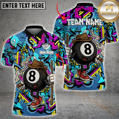 Maxcorners Billiard Ball 8 Pool Graffiti Pattern Multicolor Options Personalized Name, Team Name 3D Polo Shirt