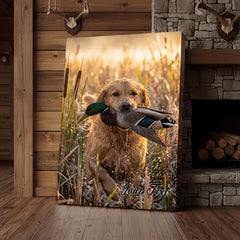 Maxcorners Duck Hunting Scene With Multiple Dogs In Wetlands Personalized Name Canvas