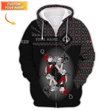 Men's Poker Shirt, Queen Of Spades Clothing Custom Name, Funny Poker T-Shirts