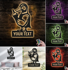 Maxcorners Personalized Funny Duck Metal Sign WITH LED/WITHOUT LED – Humorous Hunting Lodge Wall Decor, Gift for Hunters LM0110