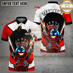 Maxcorners Bowling Crown Flame Ball Black Gold Multicolor Customized Name, Team Name 3D Shirts