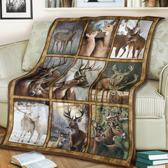 Maxcorners Buck & Doe Deer Lovers Fleece Blanket - Hunting Lodge & Cabin Decor Gift LM1611