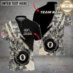 Maxcorners Billiard Flame Camo 8-Ball Pool Multicolor Customized Name, Team Name 3D Shirts