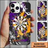 Maxcorners Darts Purple Orange Paint Splash Dartboard Personalized Name Phone Case