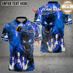 Maxcorners Bowling Skull Flame Multioptions Personalized Name, Team Name Unisex 3D Shirts