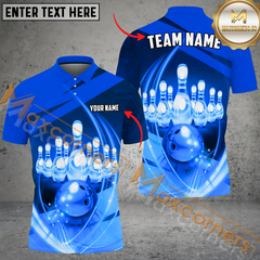 Maxcorners Ball And Pins Thunder Bowling Jersey Multicolor Option Customized Name, Team Name 3D Polo Shirt