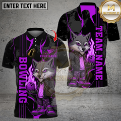 Maxcorners Cool Wolf With Flame Bowling Multicolor Customized Name, Team Name 3D Shirts