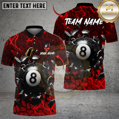 Maxcorners Billiards 8-Ball Crack Wall Personalized Name, Team Name Unisex Shirt