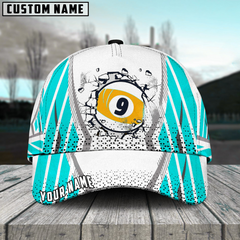 Maxcorners Billiard Ball 9 Wall Break Personalized Name 3D Cap (4 Colors)