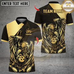 Maxcorners Bowling Golden Eagle Roar Multicolor Customized Name, Team Name 3D Shirts