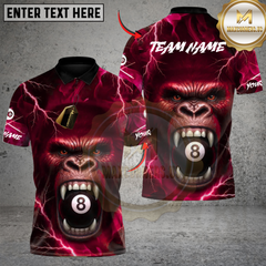 Maxcorners Billiards Gorilla 8Ball Fury Custom Name, Team Name 3D Shirt
