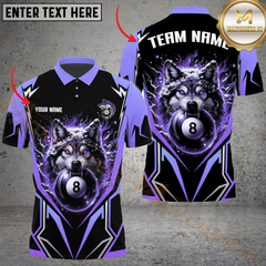Maxcorners Billiard Pool 8 Ball Arctic Wolf Personalized Name Men And Women 3D Polo Shirt Custom Billiard Team Jersey (4 Colors)