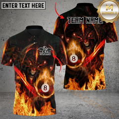 Maxcorners Billiard 8-Ball Pool Hell Fire Dragon Multicolor Personalized Name, Team Name 3D Shirt