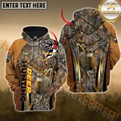 Maxcorners Deer Hunting Leather Gradient Brown Camo Pattern Custom Name Shirt 3D All Over Printed Clothes