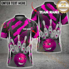 Maxcorners Bowling Furious Strike Multicolor Customized Name, Team Name 3D Shirts