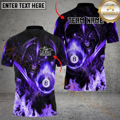 Maxcorners Billiard 8-Ball Pool Hell Fire Dragon Multicolor Personalized Name, Team Name 3D Shirt