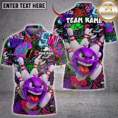 Maxcorners Bowling Graffiti Madness Multicolor Customized Name, Team Name 3D Shirts