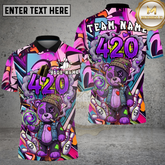 Maxcorners Bowling 420 Bear Pink Purple Multicolor Options Personalized Name, Team Name 3D Shirt (4 Colors)
