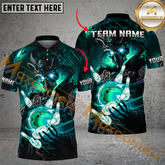 Maxcorners Fantasy Skull Bowling Jersey Multicolor Options Personalized Name, Team Name 3D Shirt