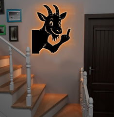 Maxcorners Funny Goat Metal Sign WITH LED/WITHOUT LED - Hilarious Farm Yard Decor, Rustic Prank Gift for Ranch, Barn & Outdoor Spaces LM0110