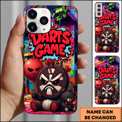 Maxcorners Darts Cartoon Panda Darts Game Graffiti Style Personalized Name 3D Phone Case
