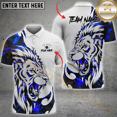 Maxcorners Bowling Lion Graphic Multicolor Option Customized Name, Team Name 3D Polo Shirt