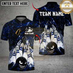 Maxcorners Bowling Angry Ball vs Screaming Pins Multicolor Customized Name, Team Name 3D Shirts