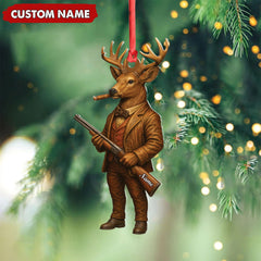Maxcorners Personalized Acrylic Deer Hunter Christmas Ornament - Custom Name Rustic Hunting Lodge Decor LM0110