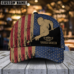 Maxcorners Billiards USA Flag Vintage Personalized Name 3D Cap