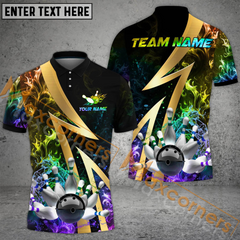 Maxcorners Ball And Pins Flame Smoke Bowling Jersey Multicolor Options Personalized Name, Team Name 3D Shirt