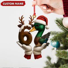 Maxcorners Personalized Trend 67 Duck Christmas Ornament, Custom Name Six Seven Reindeer 6 and Duck Design, Funny Meme Holiday Tree Decoration