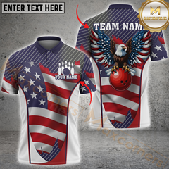 Maxcorners Bowling American Eagle Flag Patriotic Personalized Name 3D Unisex Shirt