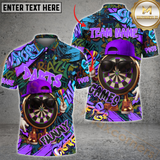 Maxcorners Darts Funny Graffiti Cool Aim Crew Multicolor Customized Name, Team Name 3D Polo Shirt