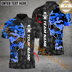 Maxcorners Skull Camo Bowling Jersey Multicolor Options Personalized Name, Team Name 3D Shirt