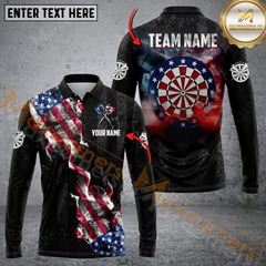 Maxcorners Darts Smoke US Flag Personalized Name, Team Name 3D Shirt