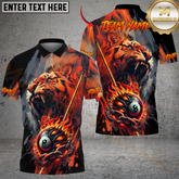Maxcorners Billiard 8-Ball Tiger Fire Chain Multicolor Customized Name, Team Name 3D Shirt