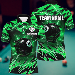 Maxcorners Billiards 8 Ball Pool Thunder Lightning Personalized Name, Team Name 3D Shirt