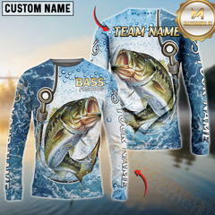 Maxcorners Bass Fishing Golden Hook Graphic Sport Custom Name & Team Name 3D Shirts